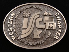 RE03141 VINTAGE 1983  INTERNATIONAL SNOWMOBILE CONGRESS  SOLID BRONZE BUCKLE