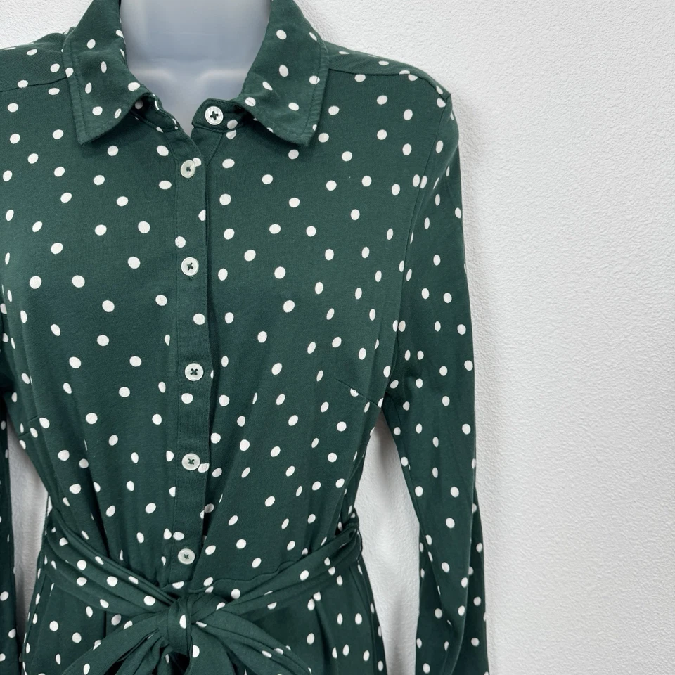 Boden Dress Womens 10P Green Polka Dot Midi Shirt Dress Holiday Preppy Christmas - Image 4 of 4