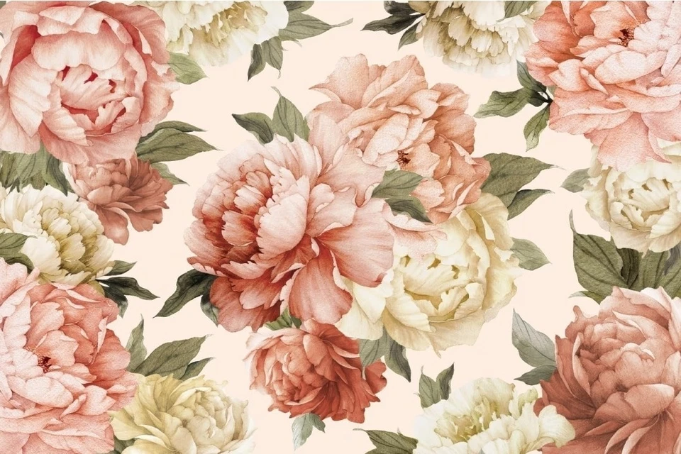 Watercolor Pink Peony Boho Blush Floral Wallpaper 141"×96" Flower Bouquet - Image 3 of 4