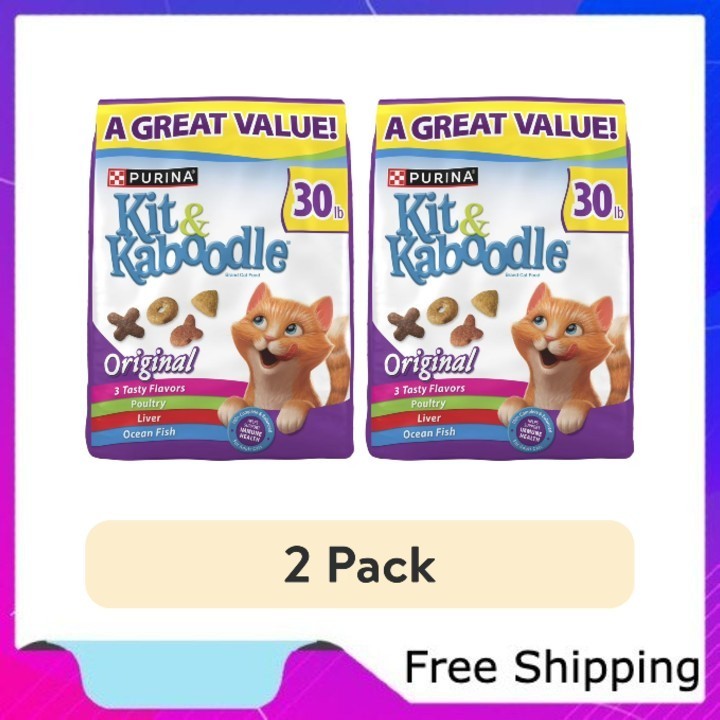 (2 pack) Purina Kit & KaboodleOriginal, Indoor Dry Cat Food,Chicken,Liver,Turkey