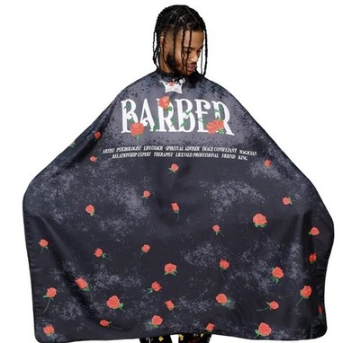King Midas Black Red Barber Cape Professional Haircut Cape with Snap Buttons