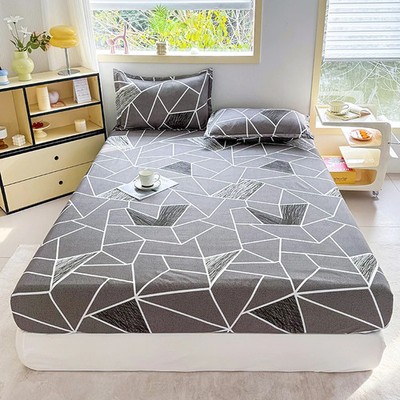 Simple Modern Bed Cover Geometric Bed Linen Printed Fitted Sheet постельное бель