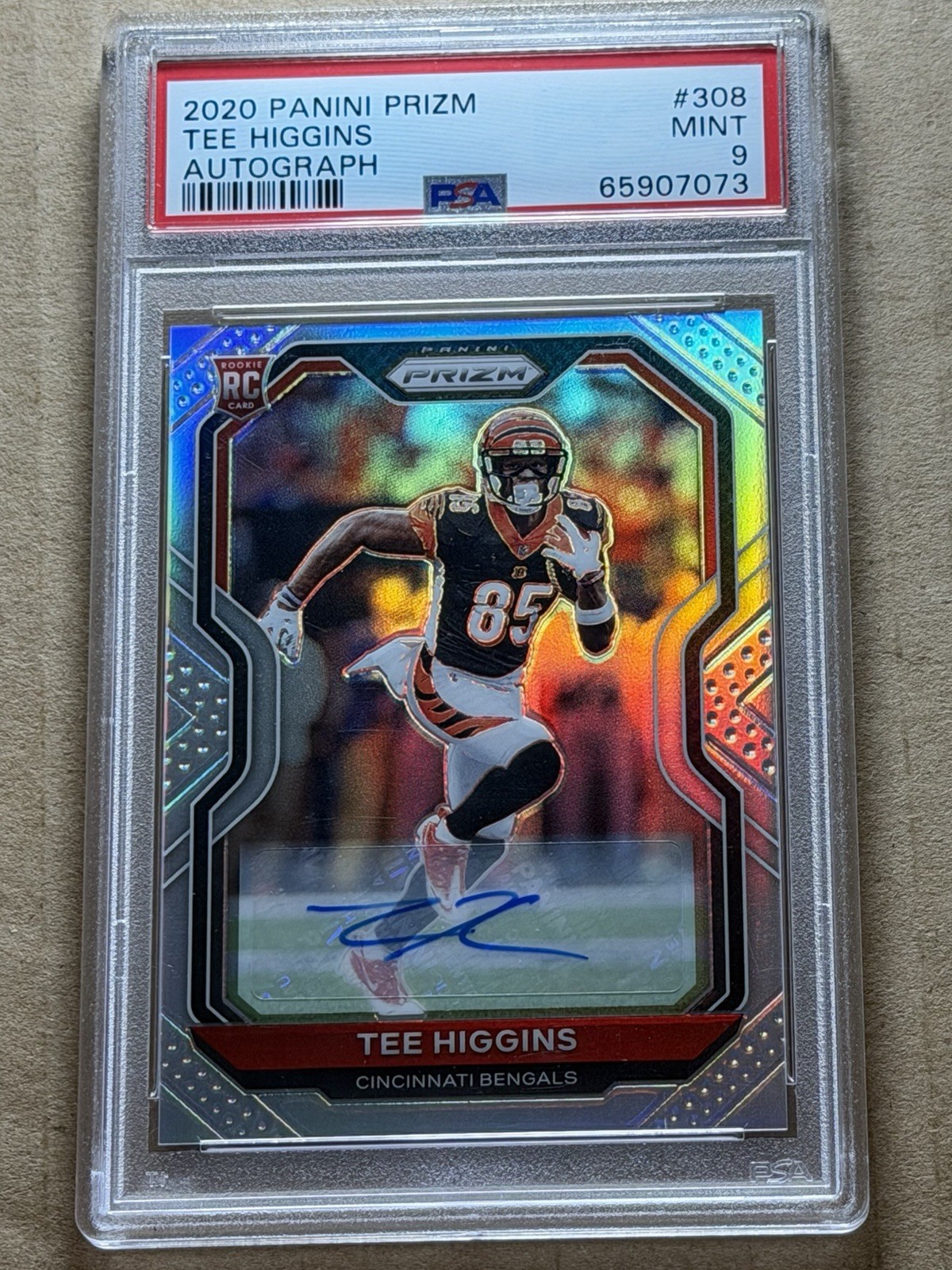 TEE HIGGINS 2020 Panini Prizm Autograph Prizm Silver Rookie #308 PSA 9 Auto RC