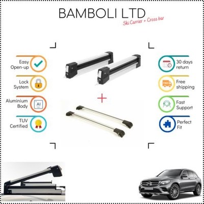 Bamboli 19'' Skiträger & Silber Querträger Set für Mercedes-Benz GLC 15-> 4-tlg.