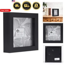 Shadow Box Frame 5x5 Black Wall Mount Deep Photo Display Home Decor