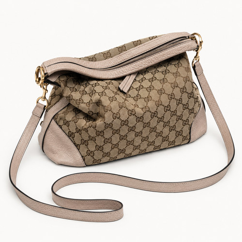 Gucci GG Monogram Canvas Hobo Shoulder Bag – Beige / Cream Leather