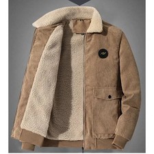 Samtjacke Herren Winter L&auml;ssige Baumwolljacke mit Taschen und Rei&szlig;verschluss