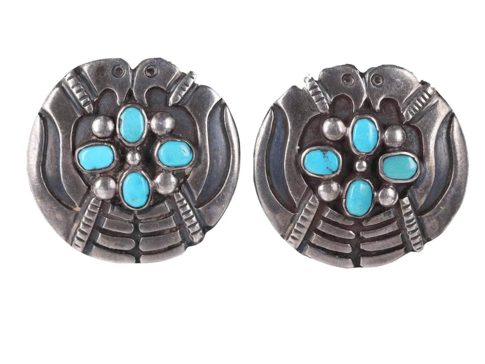 c1940's Hopi sterling silver/turquoise clip-on earrings | eBay