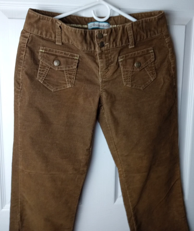 Junior's Aeropostale Brown Corduroy Capri Pants Cotton Blend Size 3/4 - Image 2 of 4