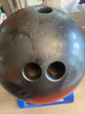 Vintage Brunswick Black 16lb Bowling Ball Mineralize KB884