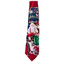 Vintage Santa Clause Checking His List Men’s Necktie - 100% Silk Made In USA