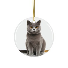 Chartreux Cat - Ceramic Christmas Ornament - Printed in USA