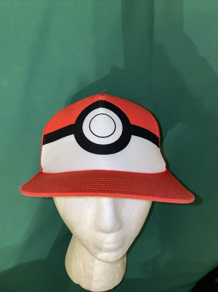 Pokemon Hat Cap Mens Snapback Red Black White Pokeball | eBay