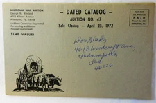 1972 Americana Mail Auction Catalog ~ Auction No. 47