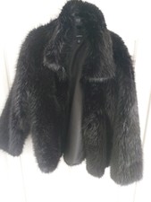 Boohoo Black Faux Fur Coat Size 16 So Soft