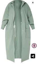 prettylittlething khaki elastic waist drop shoulder trench coat L/S New Uk6US2