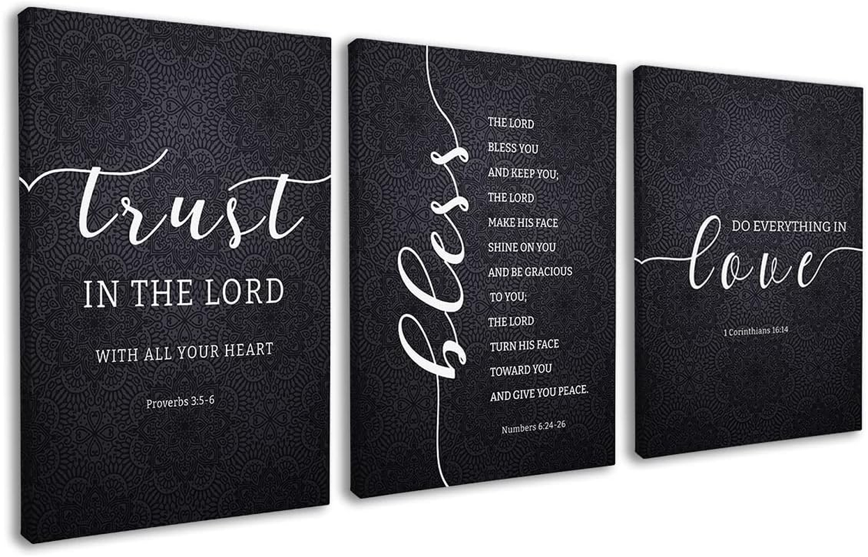 Be Still Love Is Patient I Am Bible Verse Wall Art Gallery Set of 3 Prints  