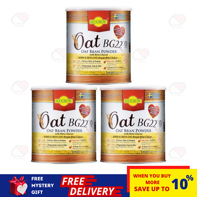 Biogrow Bg22 Oat Beta Glucan Powder 480G X 3 Tins , Lowers Cholesterol Naturally