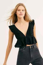 Image of Free People Hard To Handle Brami Crop Top, Black, Medium, RRP $78