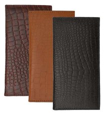 Genuine Leather Standard Croc Print Checkbook Cover Long Croc Print Wallet Weste