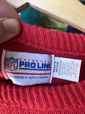 Vintage Authentic Pro line Casuals By Cliff Engle 49ers Sweater Sz