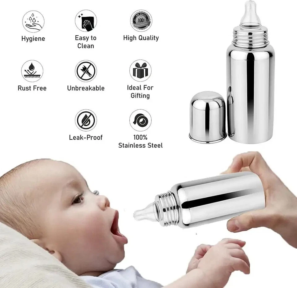 Baby Feeding Bottle Baby Love Stainless Steel 250ml| Premium Eco-Friendly nipple - Image 2 of 4