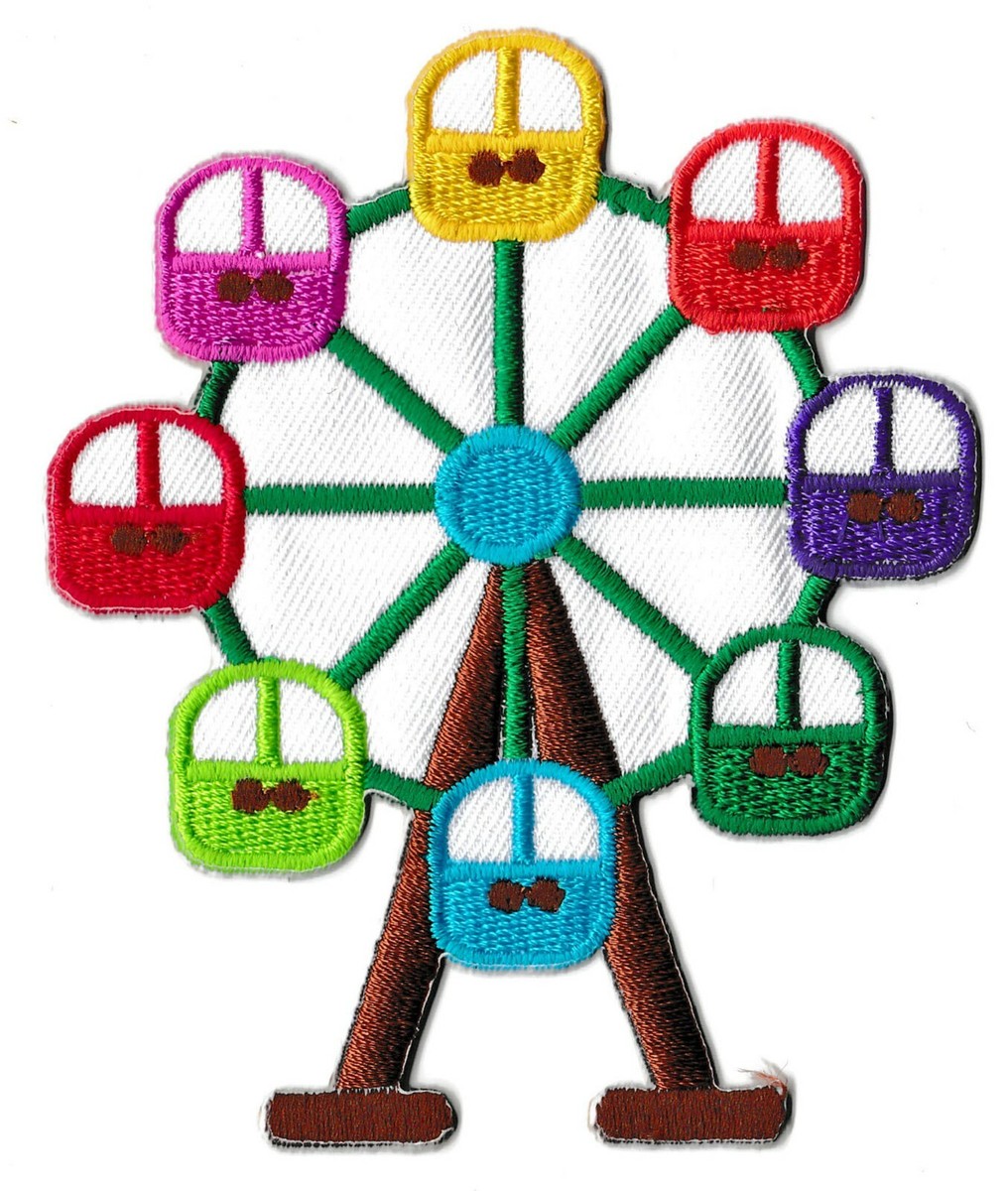 Patch Brodé Grande Roue – écusson Thermocollant – Fête Foraine – Neuf