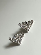 Vintage Shoe Clip Buckle Rhinestone Fancy Ballet Flats Black Triangle Silver