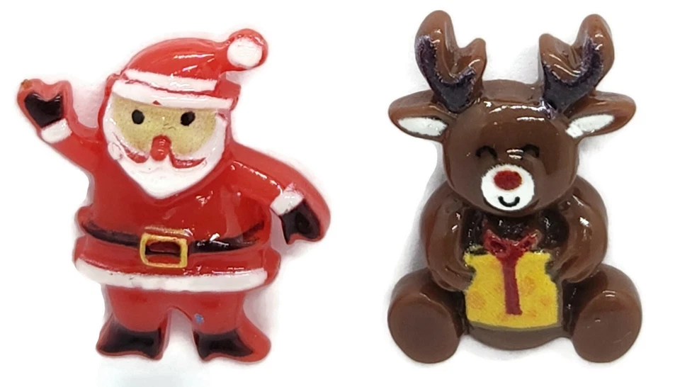 Christmas Icon Thumb Tacks - 15 Handmade Resin Holiday Theme Bulletin Board Pins - Image 3 of 4