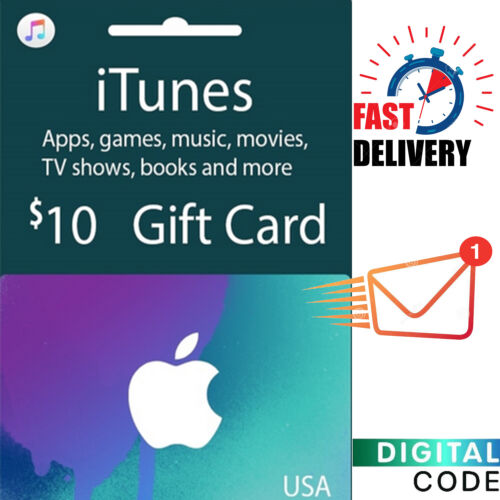 iTunes Gift Card 10 Dollar - $10 iTunes Gift Card digital Key - US ONLY - Picture 1 of 1