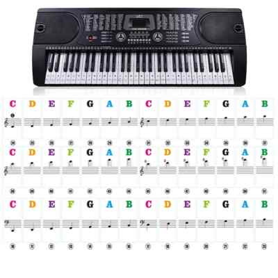 Klavier Aufkleber farbig/schwarz Keyboard lernen Notiz Buchstaben Etiketten Kinder 37 49 61 88
