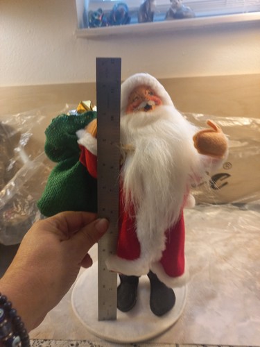 Annalee Winking Santa Claus Wearing Long Red Coat Holding Green Sack of Toys EUC - Picture 9 of 9