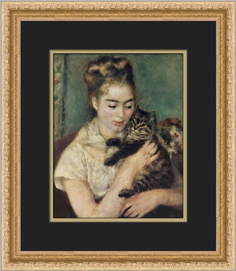 Pierre-Auguste Renoir Woman with a Cat Custom Framed Print | eBay