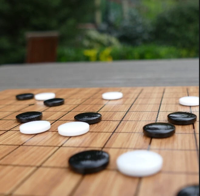 GO Game Set Engineered Wooden Board 14 mm Double Convex Lens Shaped Pieces - Image 4 of 4