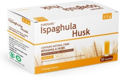 PUROSURE Ispaghula Husk Orange Granules 30 Sachets Natural Fibre for Oral Suspension