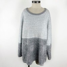 Emaline Sweater Women's Size 2X Metallic Special Occasion Gray Silver Crew Neck