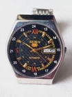 Refurbished seiko 5 vintage black dial stainless steel day/date Men's watch