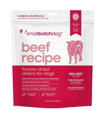Smallbatchdog Beef Freeze Dried Food 14 Ounce Healthy Nutritious Meal for Dogs