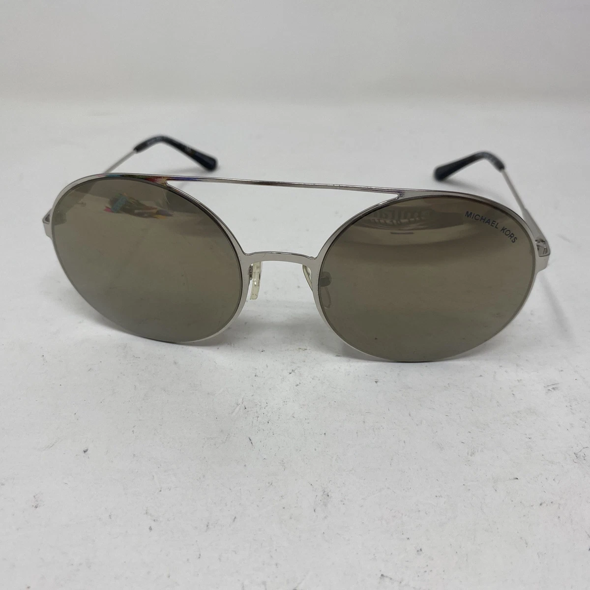 Michael Kors 54mm Round Monogram Mirror Sunglasses Michael Kors MK3066J EMPIRE ROUND 1014 Light Gold Black  main image 4