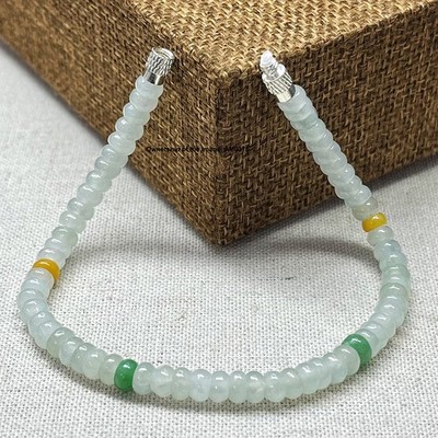 1pcs Natural Grade A Jadeite Jade Bracelet 5mm Flat Bead Handmade Bracelet