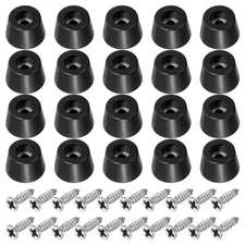 20Pack Cutting Board Feet Non Slip Rubber Feet Bumpers Screws 0.53"x0.35" Black