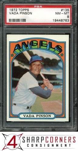 1972 Topps #135 Vada Pinson Angels PSA 8