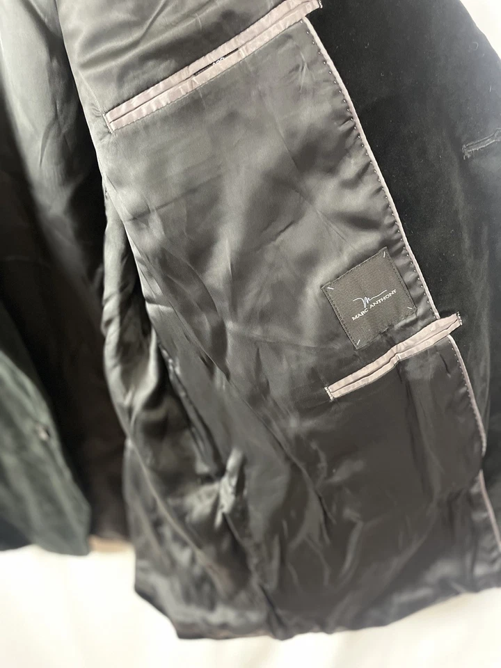 Abrigo Deportivo Marc Anthony Para Hombre 48 R Negro Terciopelo 2 Botones Blazer Chaqueta Informal Foto 4 de 4