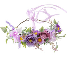 Fairy Floral Crown Woodland Headband Flower Headpiece Women Hair Wreath Forest