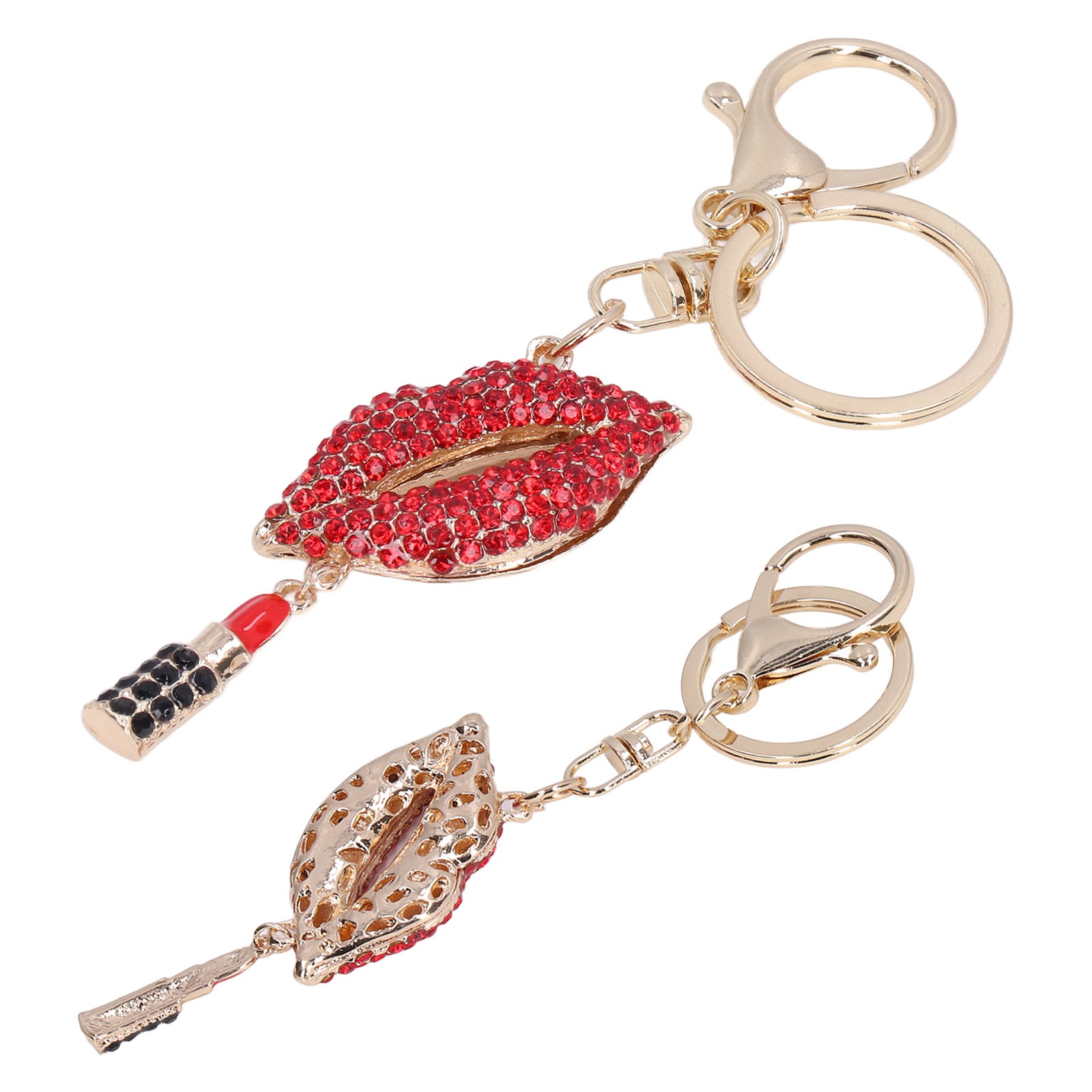 Exquisite Rhinestone Keychain Charm Cute Lip Shape Decor Pendant For Women New