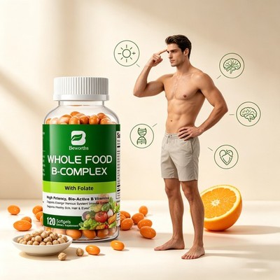 Vitamin B Complex 120 Capsules B1,B2,B3,B5,B6,B7,B9,B12, Immune Support Pills