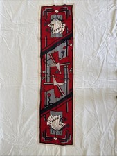 Bold, Geometric Theme Silk Scarf, Red, White, Gray, Black 15x 59in Coles brnd