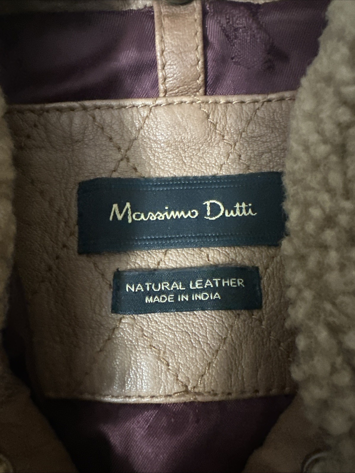 Rare Massimo Dutti Natural Leather Jacket Women Size Medium image 3
