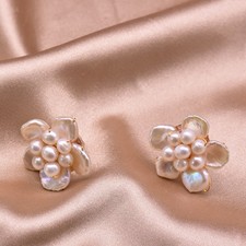 Pearls Flower Earrings Jewelry Girls Stud Christmas Birthday Party Gifts