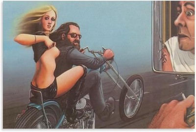 David Mann Ghost Rider Motorcycle Art Poster 24x36 Biker Wall Art Print Unframed